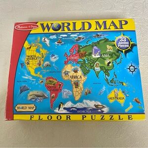 Melissa & Doug World Map Floor Puzzle  Jumbo pieces 2 x 3 ft Great condition
